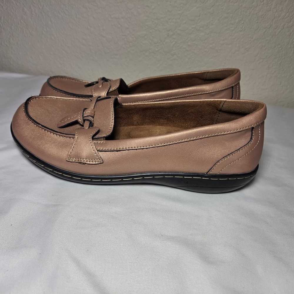 Womens Rose Gold Metallic Loafers Slip On Comfort Shoes Size 10.5 EU 41.5